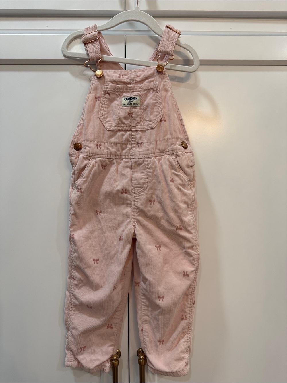 OshKosh B'gosh Light Pink Bow Print Overalls